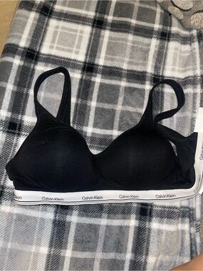 Calvin Klein Black Bralette with White Logo Band